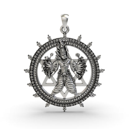 925 Silver Sudarshan Chakra Yantra Pendant | Lord Vishnu Divine Protection & Power – Shukan Jewellers