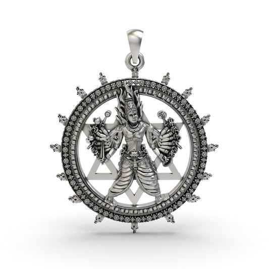 925 Silver Sudarshan Chakra Yantra Pendant | Lord Vishnu Divine Protection & Power – Shukan Jewellers