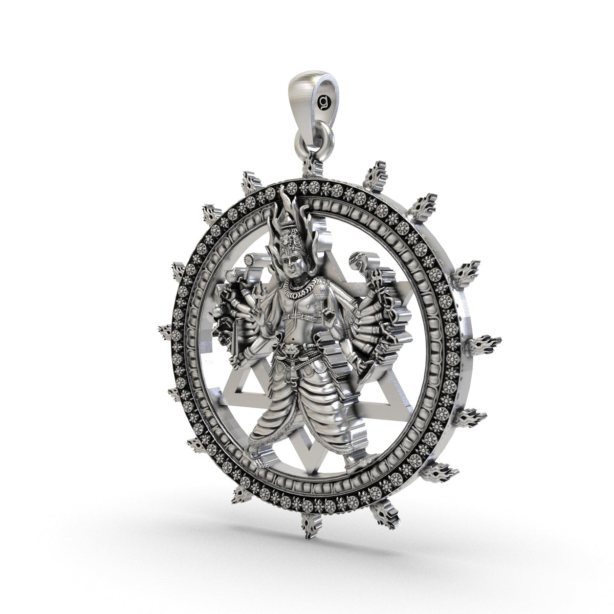 925 Silver Sudarshan Chakra Yantra Pendant | Lord Vishnu Divine Protection & Power – Shukan Jewellers