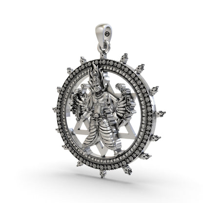 925 Silver Sudarshan Chakra Yantra Pendant | Lord Vishnu Divine Protection & Power – Shukan Jewellers