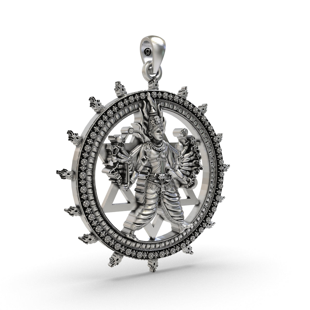 925 Silver Sudarshan Chakra Yantra Pendant | Lord Vishnu Divine Protection & Power – Shukan Jewellers
