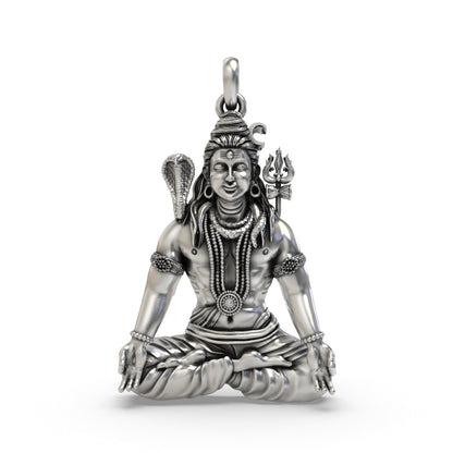 925 Silver Shiva Meditation Pendant | Peaceful Mahadev Yogic Pose – Shukan Jewellers