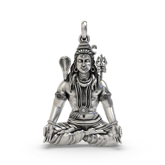 925 Silver Shiva Meditation Pendant | Peaceful Mahadev Yogic Pose – Shukan Jewellers