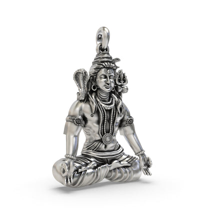 925 Silver Shiva Meditation Pendant | Peaceful Mahadev Yogic Pose – Shukan Jewellers