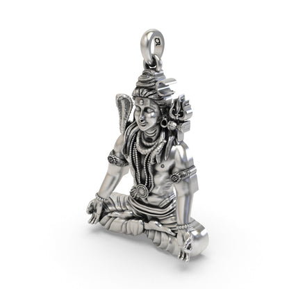 925 Silver Shiva Meditation Pendant | Peaceful Mahadev Yogic Pose – Shukan Jewellers