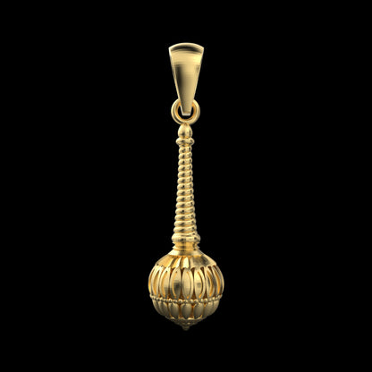 18K Gold Vermeil Gada Pendant – 925 Silver Temple Jewelry | Handmade Symbol of Strength, Courage & Devotion
