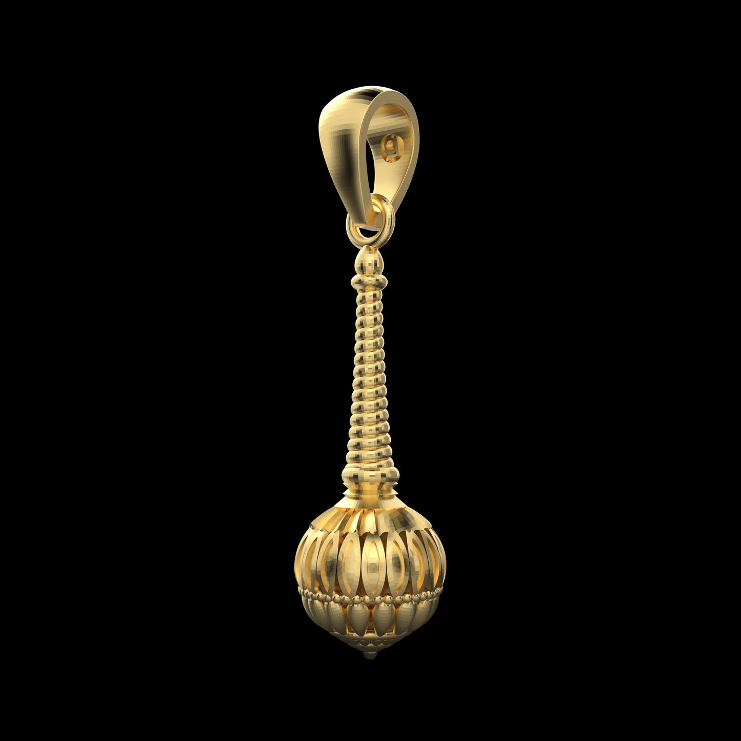 18K Gold Vermeil Gada Pendant – 925 Silver Temple Jewelry | Handmade Symbol of Strength, Courage & Devotion