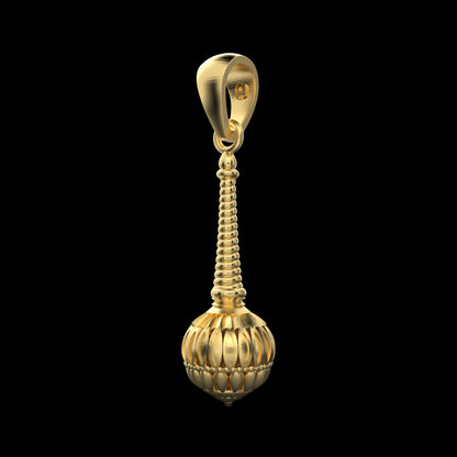 18K Gold Vermeil Gada Pendant – 925 Silver Temple Jewelry | Handmade Symbol of Strength, Courage & Devotion