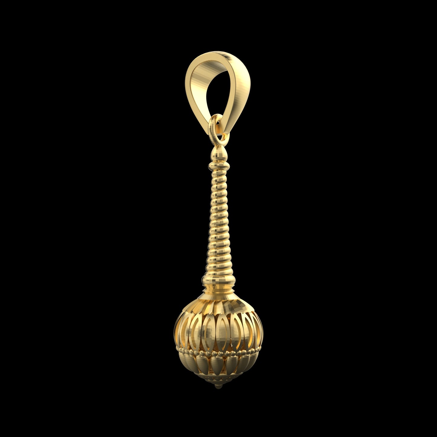 18K Gold Vermeil Gada Pendant – 925 Silver Temple Jewelry | Handmade Symbol of Strength, Courage & Devotion