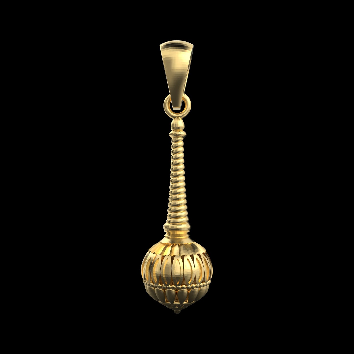 18K Gold Vermeil Gada Pendant – 925 Silver Temple Jewelry | Handmade Symbol of Strength, Courage & Devotion