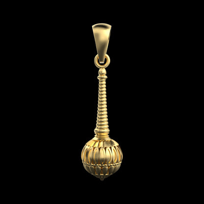 18K Gold Vermeil Gada Pendant – 925 Silver Temple Jewelry | Handmade Symbol of Strength, Courage & Devotion