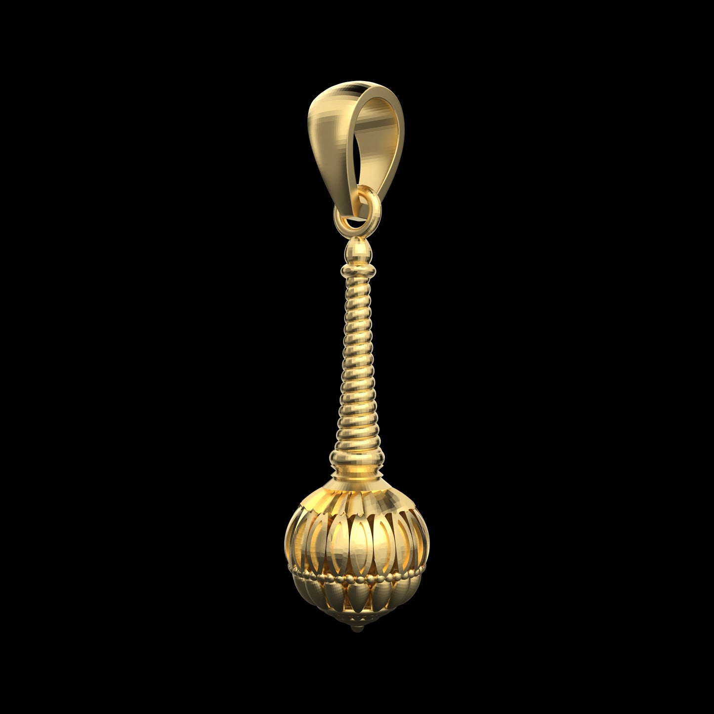 18K Gold Vermeil Gada Pendant – 925 Silver Temple Jewelry | Handmade Symbol of Strength, Courage & Devotion