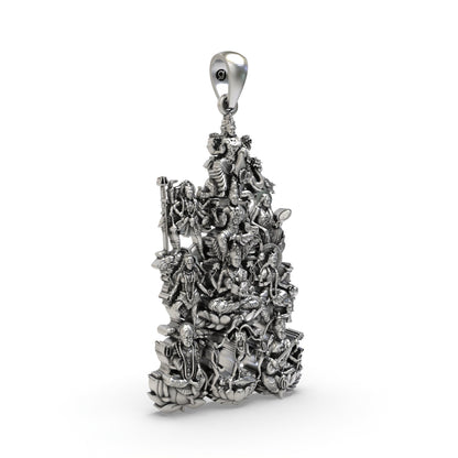Handcrafted 925 silver Devi pendant angle