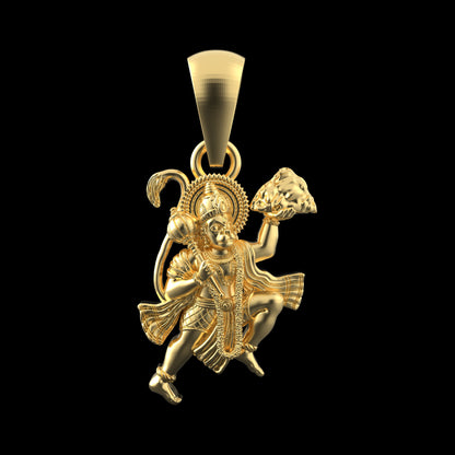 18K Gold Vermeil Flying Hanuman Pendant – 925 Silver Temple Jewelry | Handmade Symbol of Strength, Freedom & Devotion