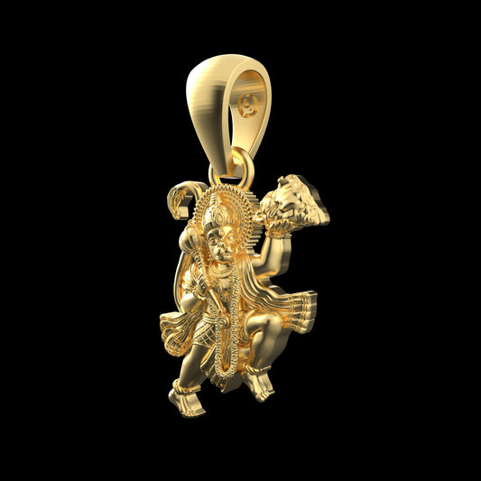 18K Gold Vermeil Flying Hanuman Pendant – 925 Silver Temple Jewelry | Handmade Symbol of Strength, Freedom & Devotion