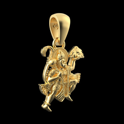 18K Gold Vermeil Flying Hanuman Pendant – 925 Silver Temple Jewelry | Handmade Symbol of Strength, Freedom & Devotion