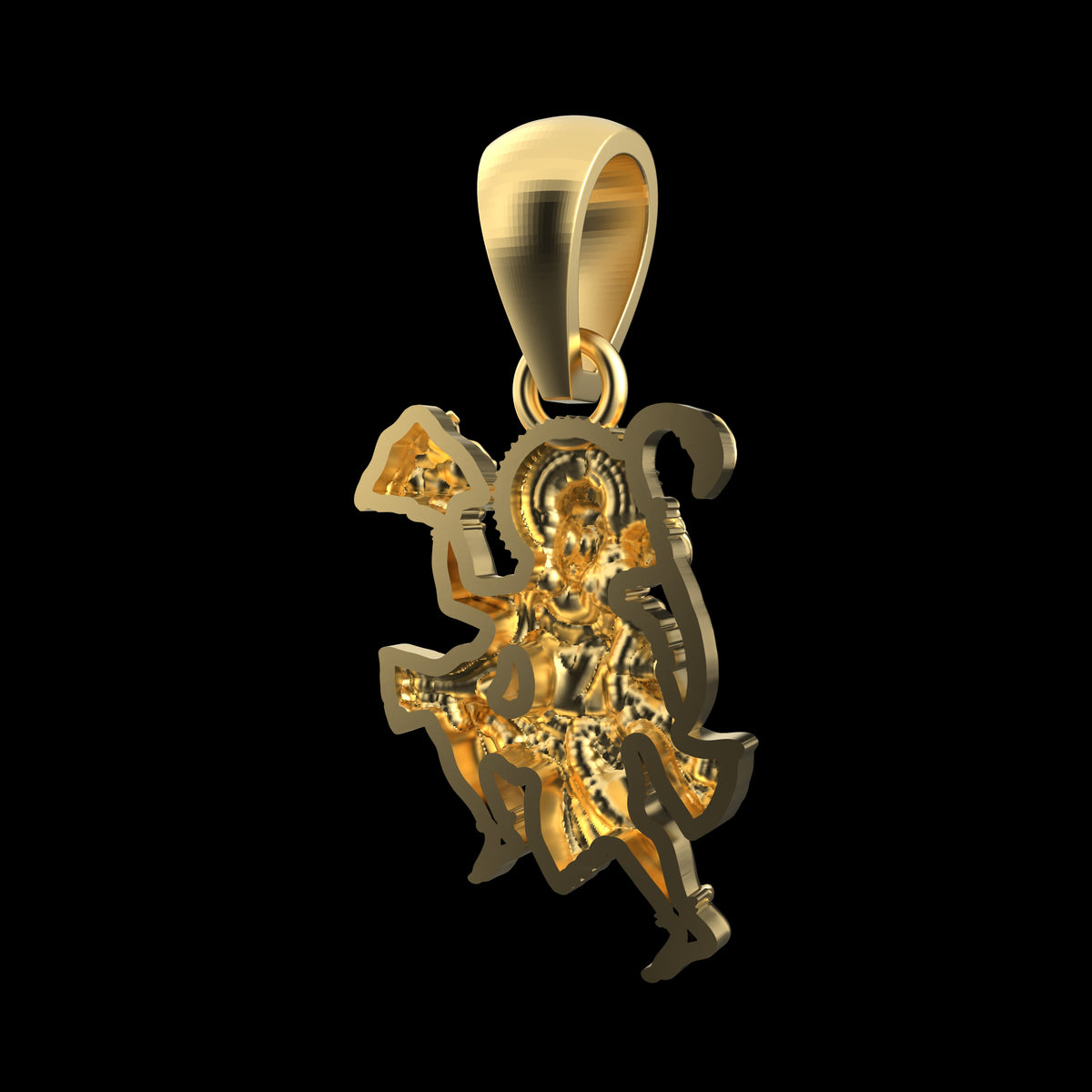 18K Gold Vermeil Flying Hanuman Pendant – 925 Silver Temple Jewelry | Handmade Symbol of Strength, Freedom & Devotion