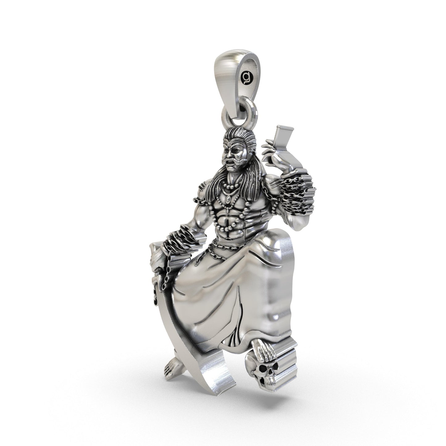 925 Silver Sanggili Karuppar Pendant – South Indian Guardian Deity Devotional Jewelry