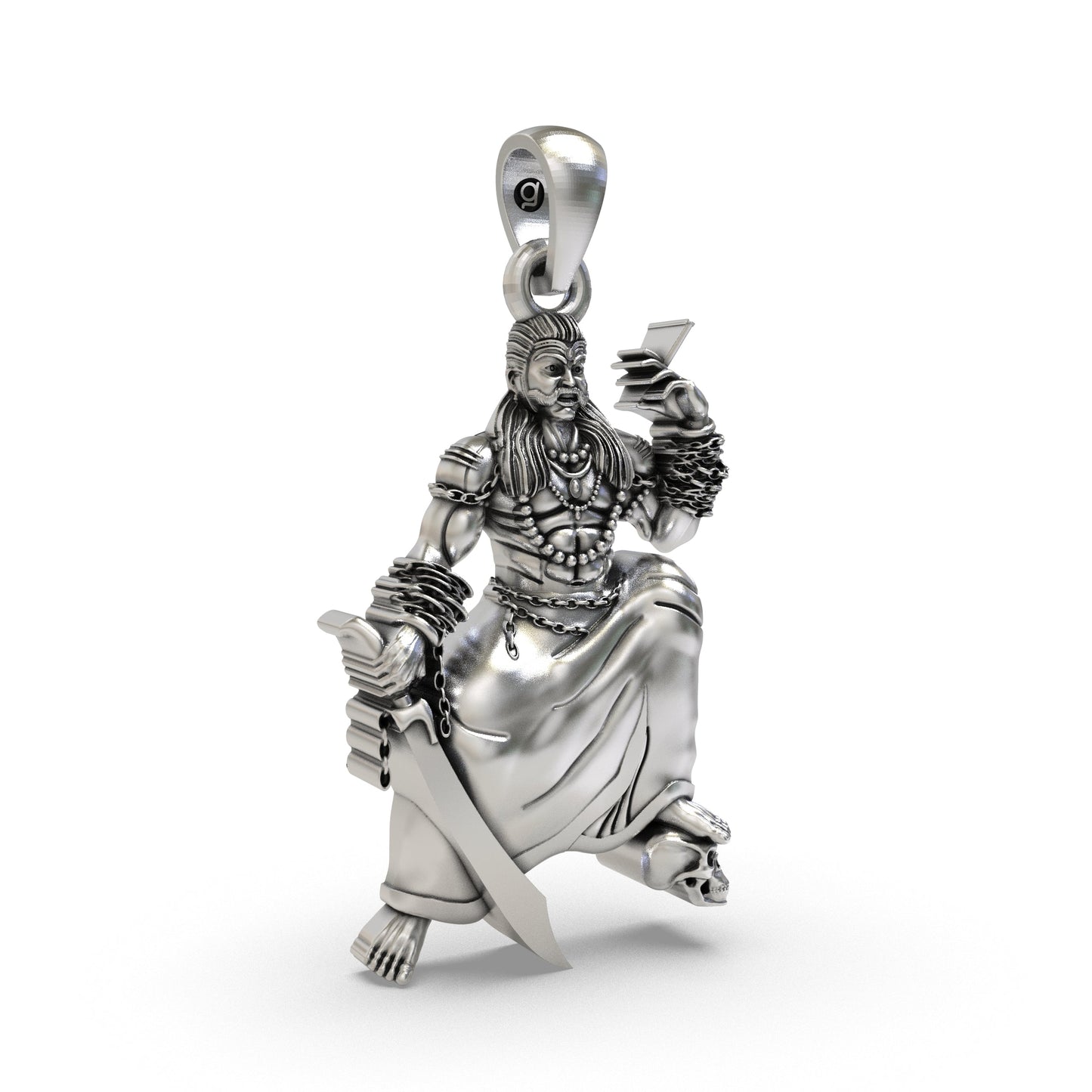 925 Silver Sanggili Karuppar Pendant – South Indian Guardian Deity Devotional Jewelry