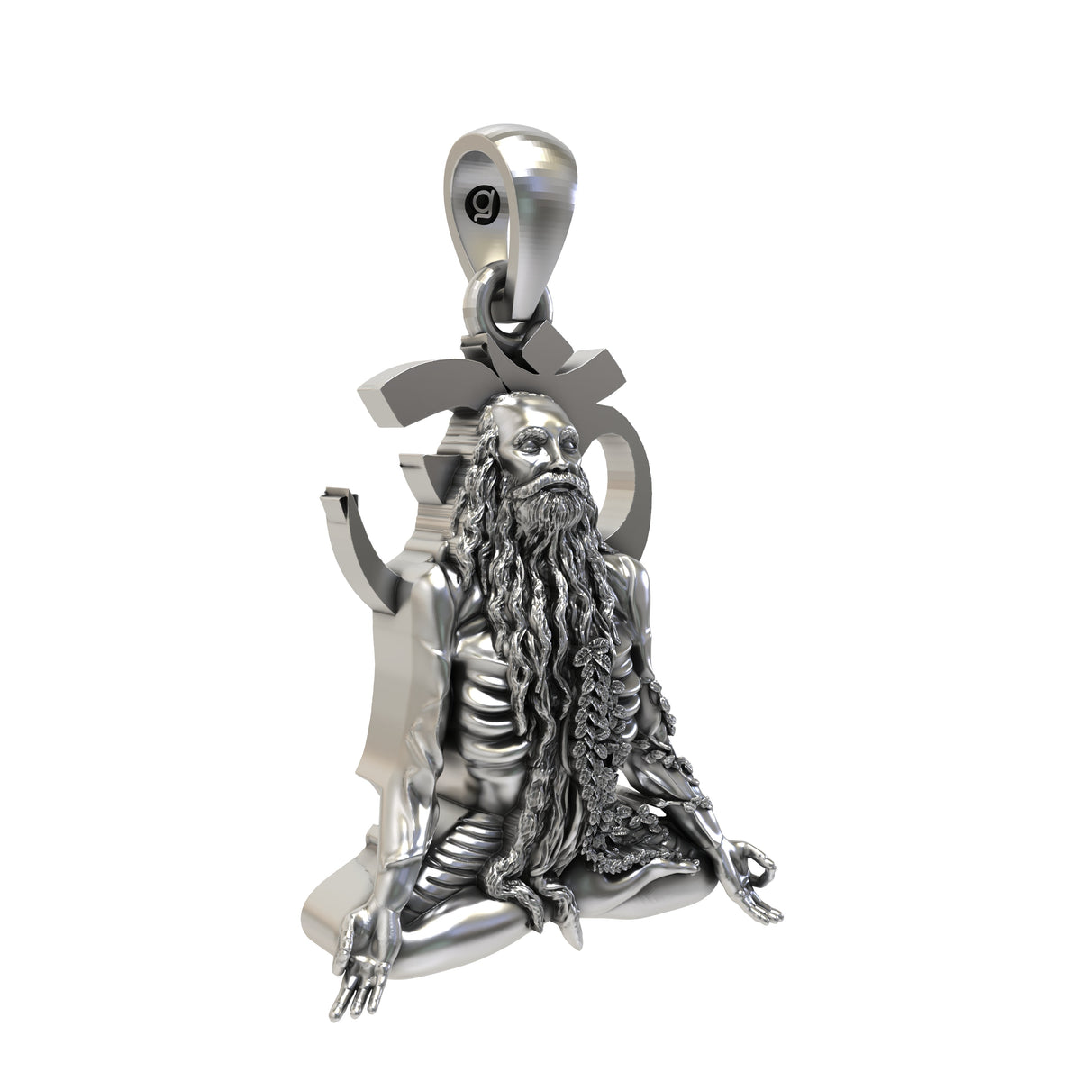 925 Silver Gurushri Siddhnath Pendant | Jai Girnari Gurudatt Jewellery – Shukan Jewellers